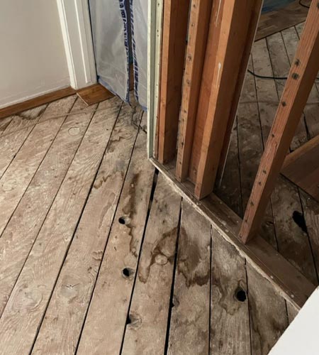 water damaged flooring in home